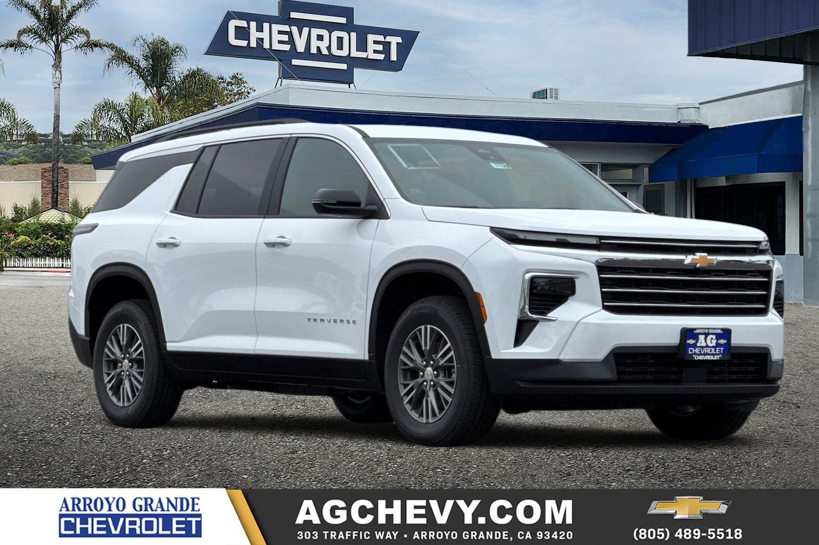 2026 Chevrolet Traverse LT in Summit White — front three-quarter view